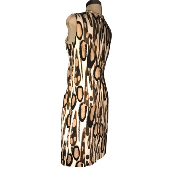 *New* TAHARI Leopard Black Beige and White Sleeveless Sheath Side Pockets Size 8 - Picture 10 of 16
